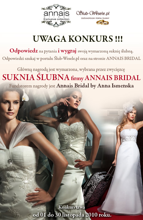 Konkurs Annais Bridal - wygraj suknie lubn